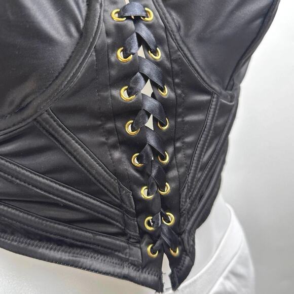 ASOS Black Sleeveless Lace Up Underwired Corset Bustier Crop Top Size 10E/F - Picture 3 of 5